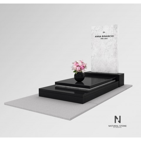 Kolekcja 2025 Bianco Carrara. Nagrobek z białego marmuru.