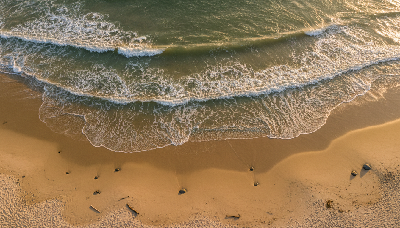 Serene ocean waves at golden hour