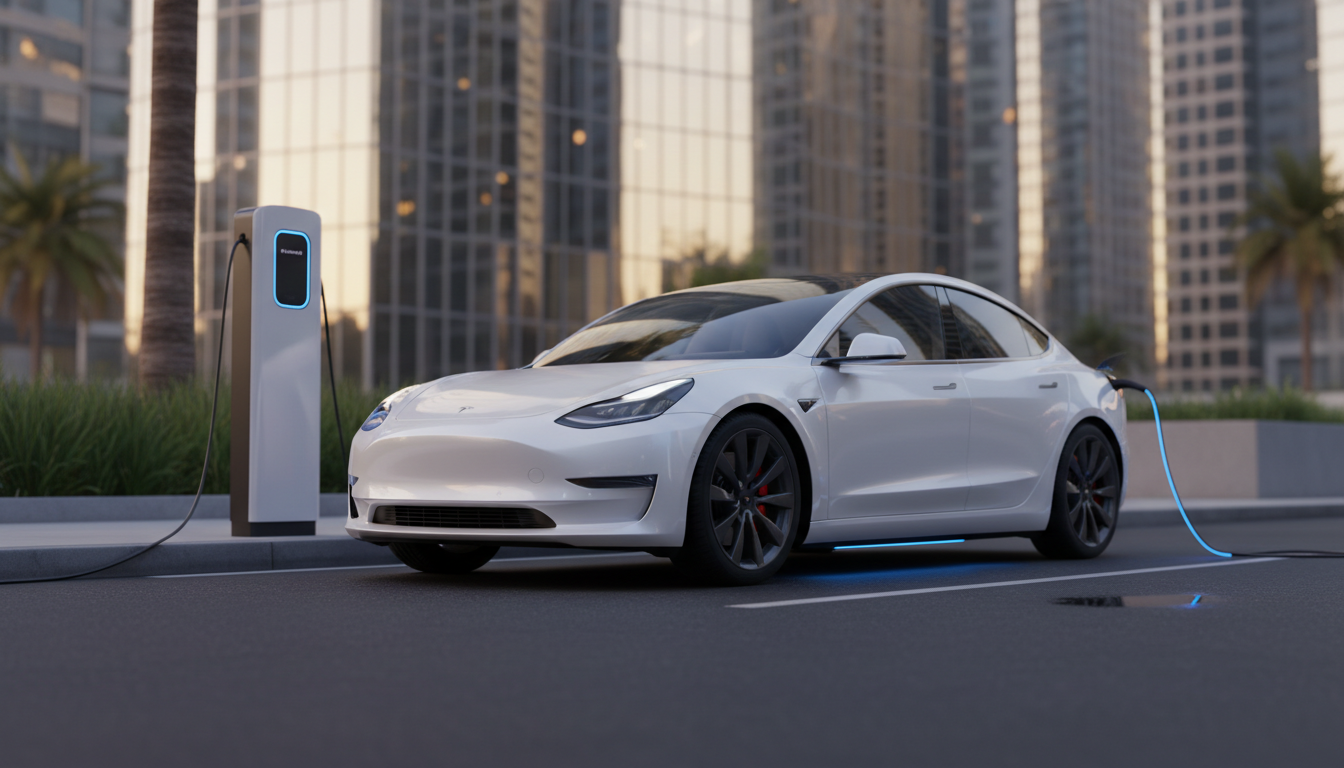 Tesla at charging station
