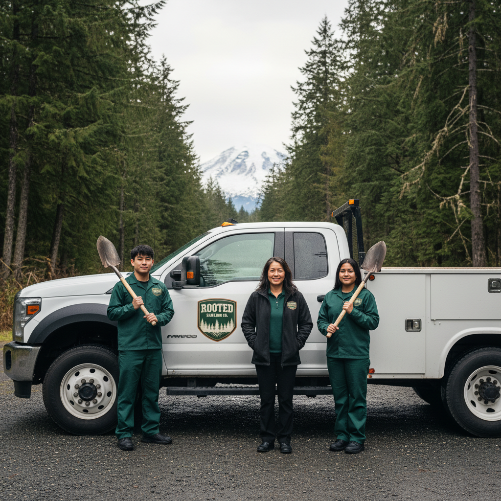 Rooted Hauling Co. owner and crew in Western Washington