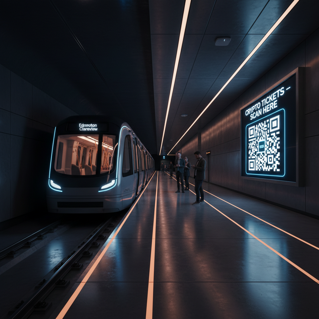 Subway station QR wall – Scan to Ride with Crypto