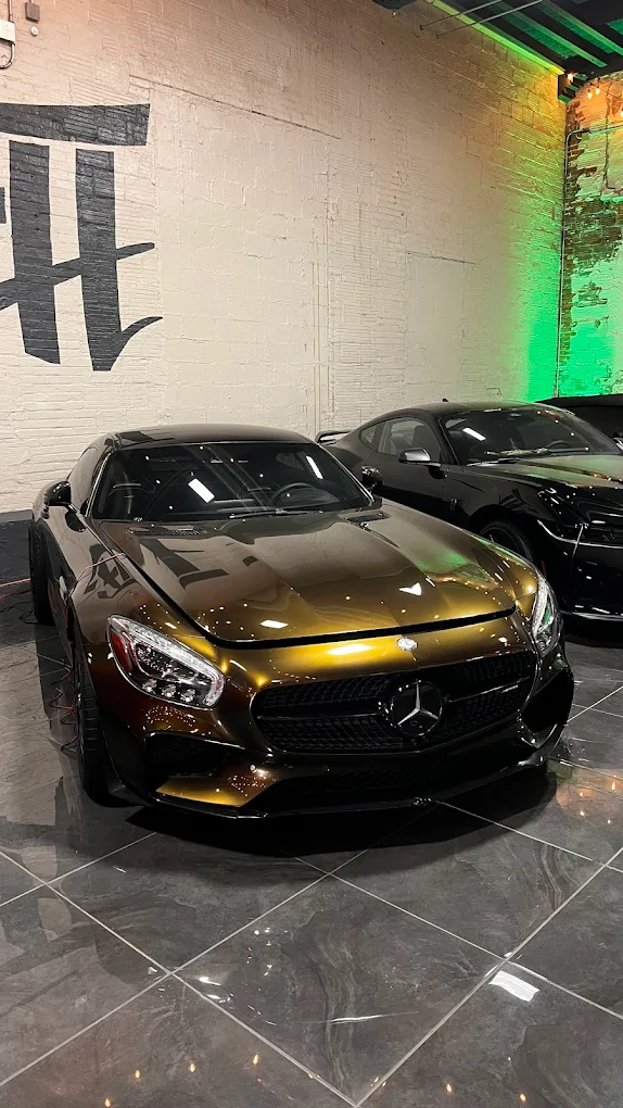 Gold Mercedes AMG GT interior