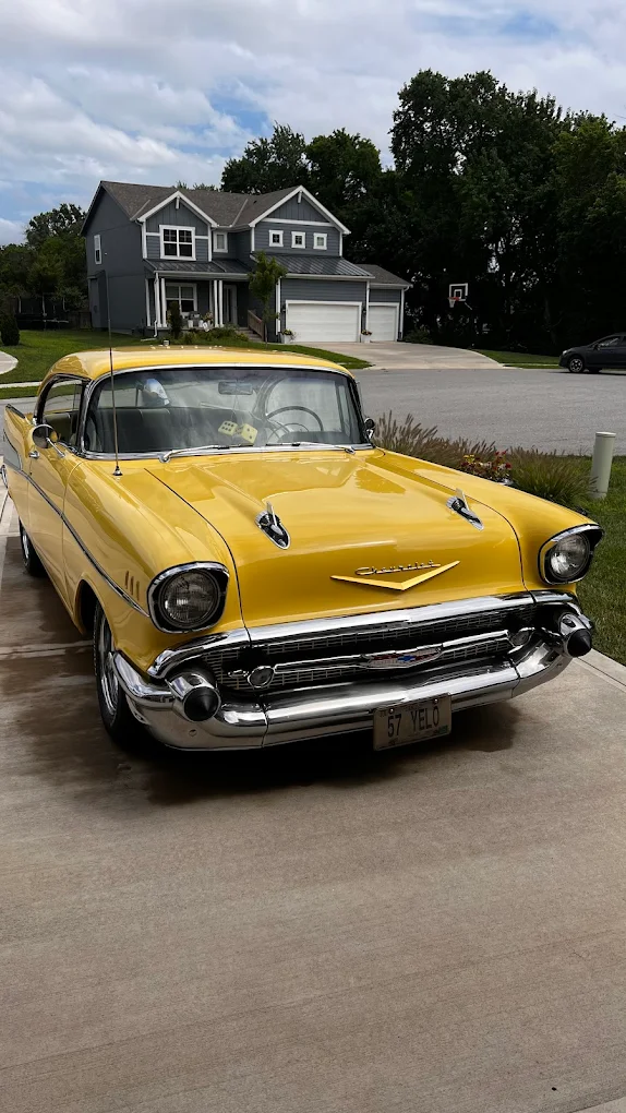 Yellow 1957 Chevrolet classic car