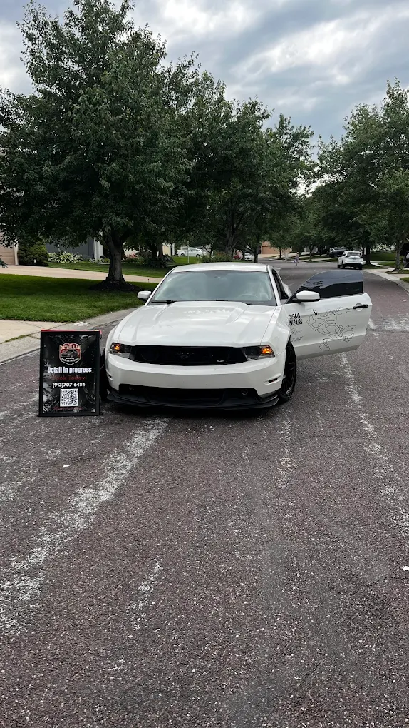 White Mustang detail in progress