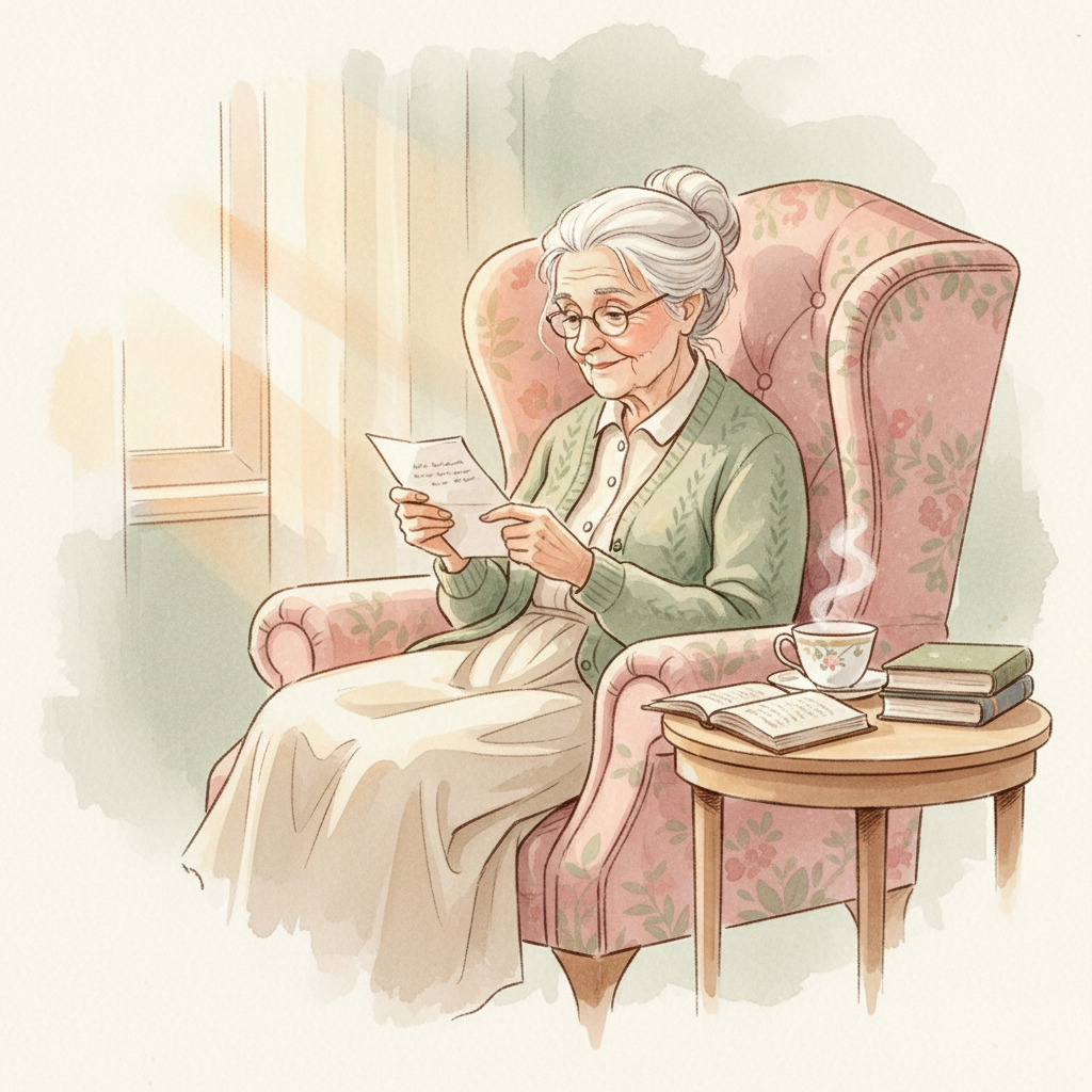 Senior reading a letter