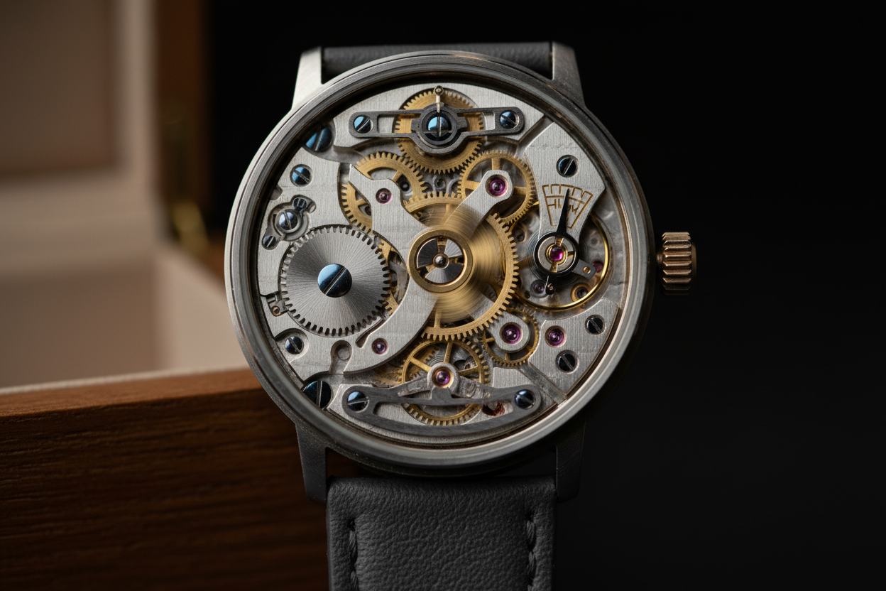 Precision mechanical watch gears representing time and discipline