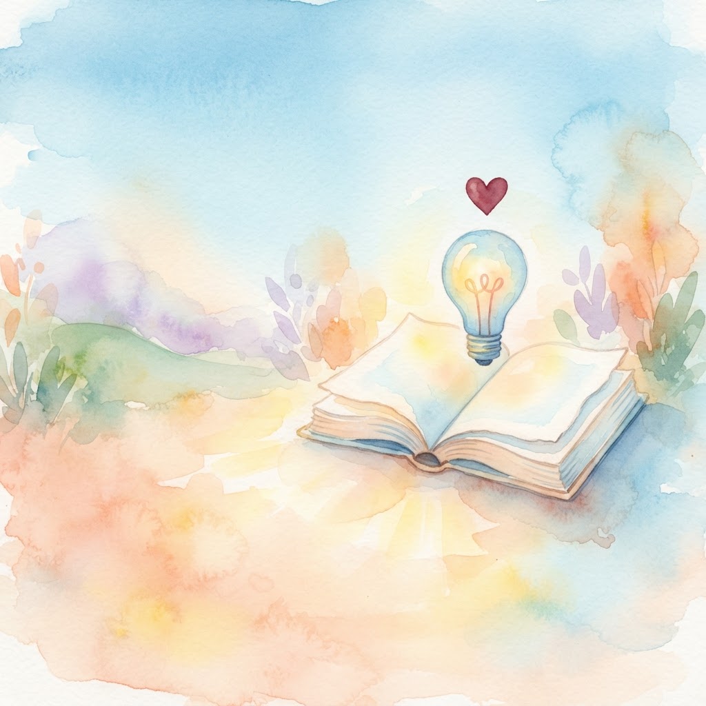 Illustration of an open glowing book with a lightbulb, symbolizing care decisions made clear