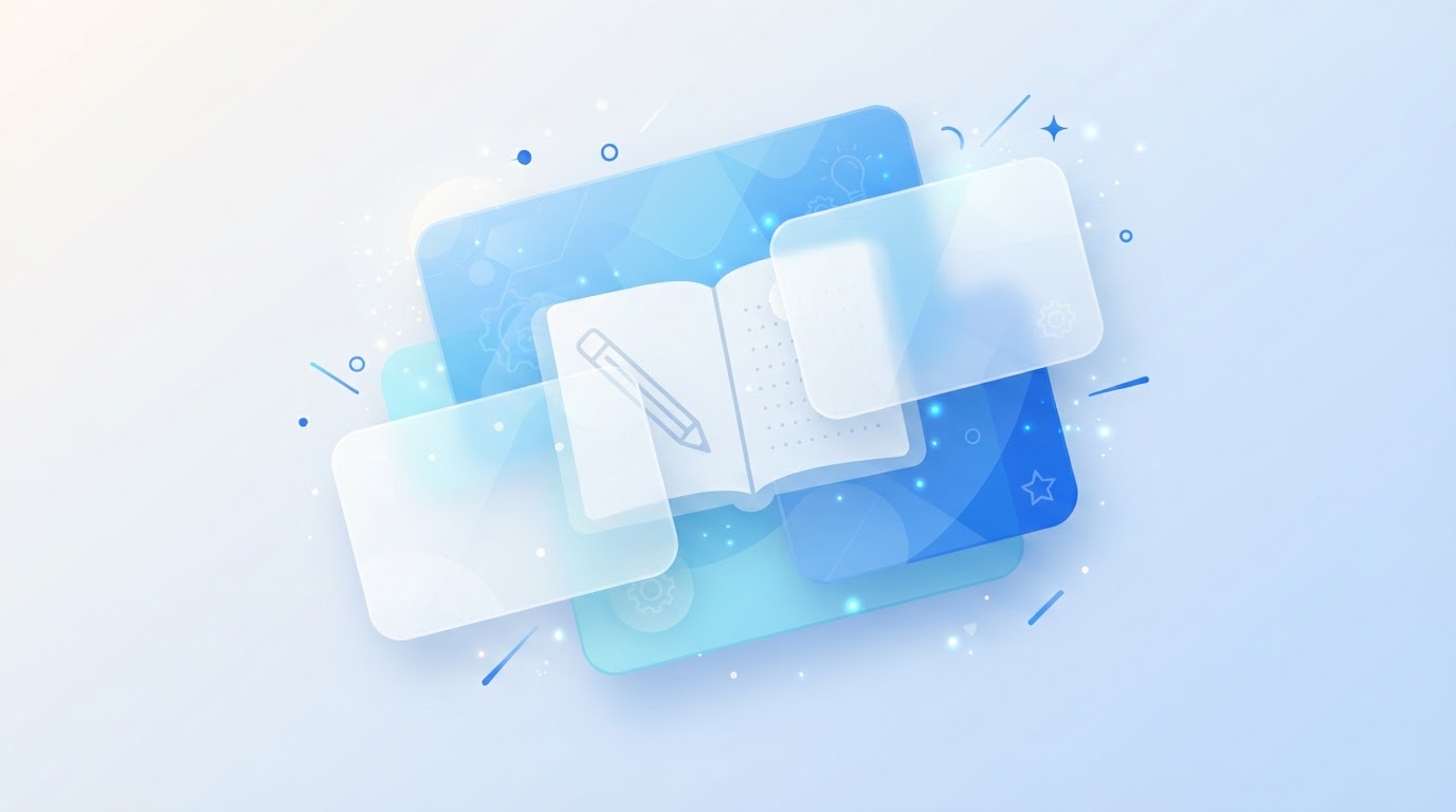 Soft blue layered classroom illustration
