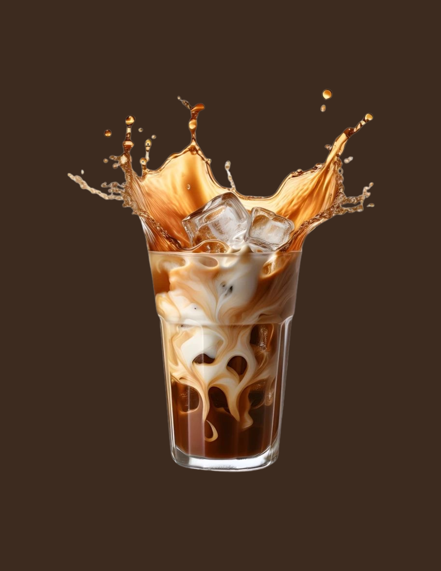 Iced coffee with a dramatic splash