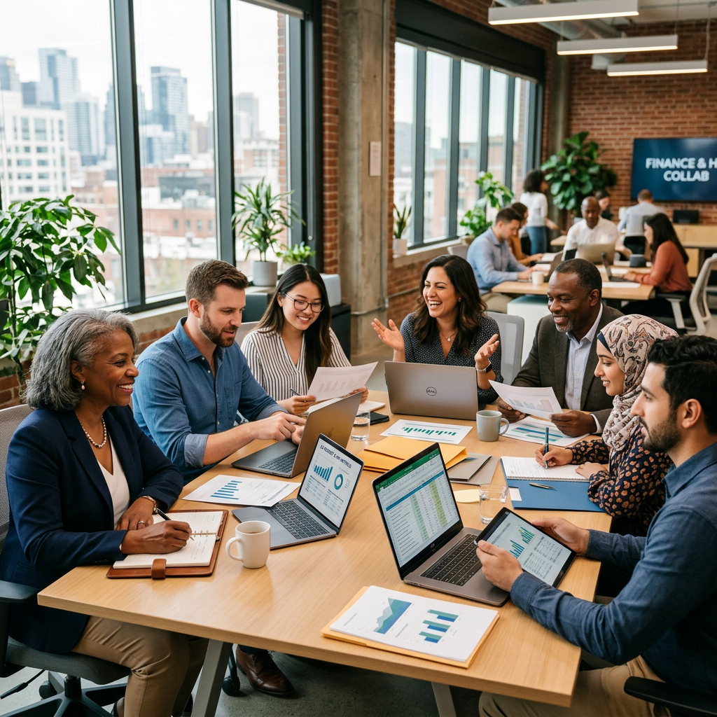 Diverse team collaborating