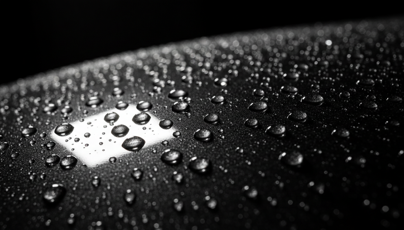 Water beading on polished car surface