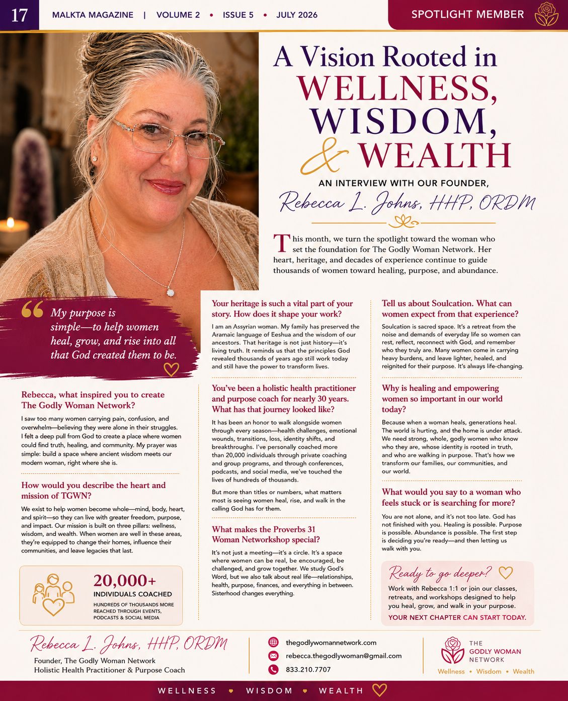 Spotlight — A Vision Rooted in Wellness, Wisdom & Wealth