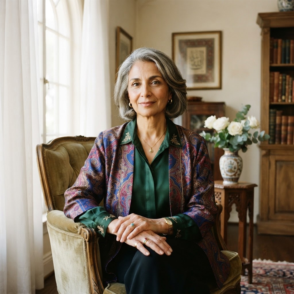 Private VIP Advisory — A dignified Near Eastern woman in her 60s in an elegant interior