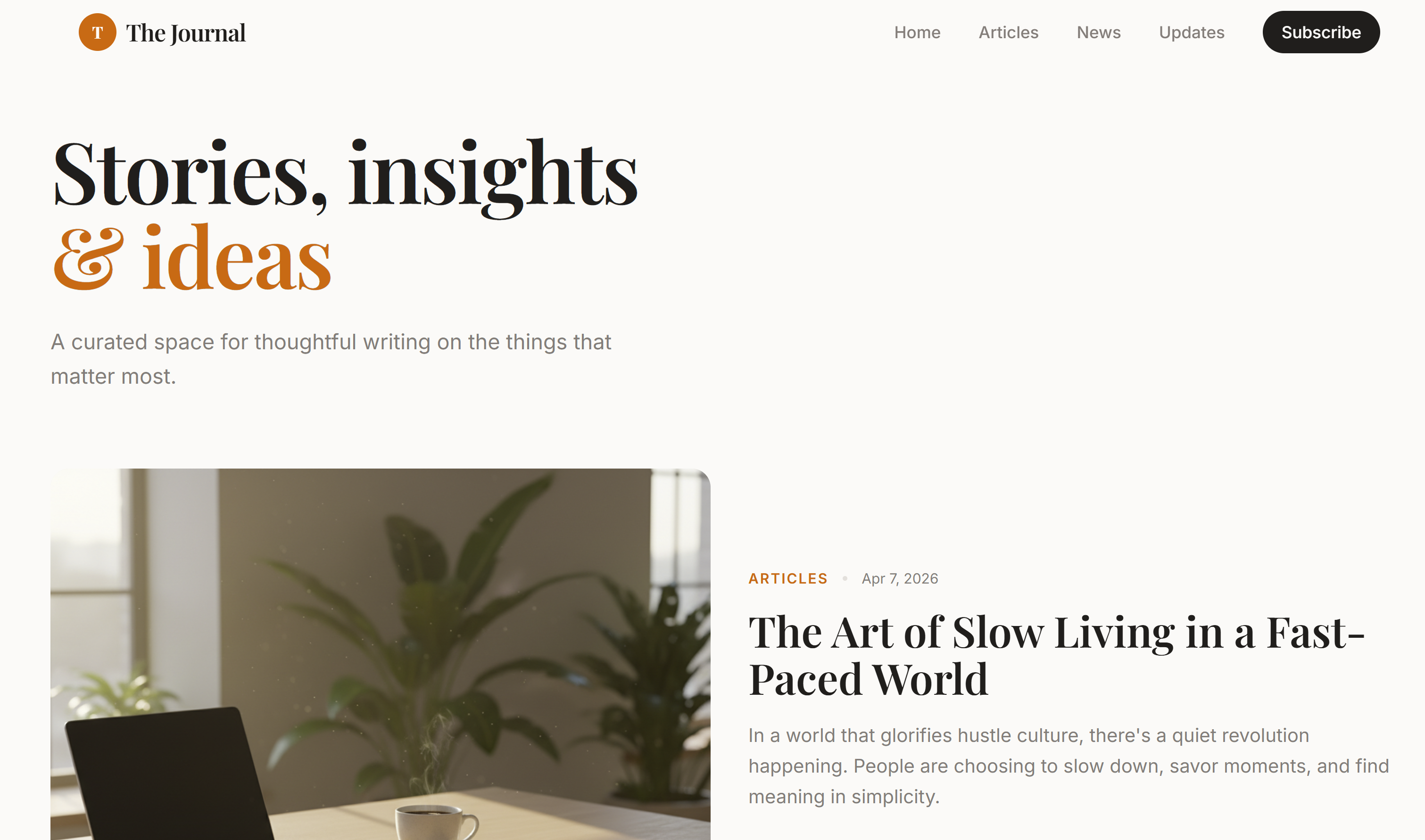 The Journal Blogger App template preview
