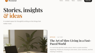 The Journal Blogger App template preview