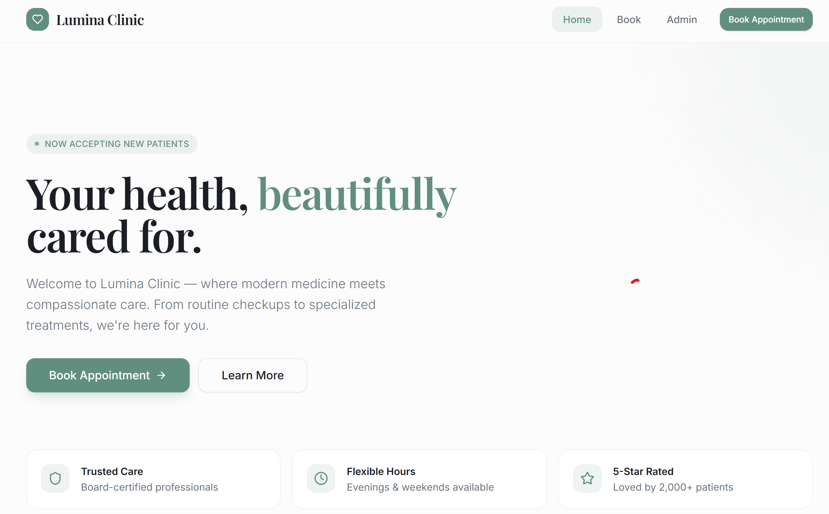 SereneCare Clinic App template preview