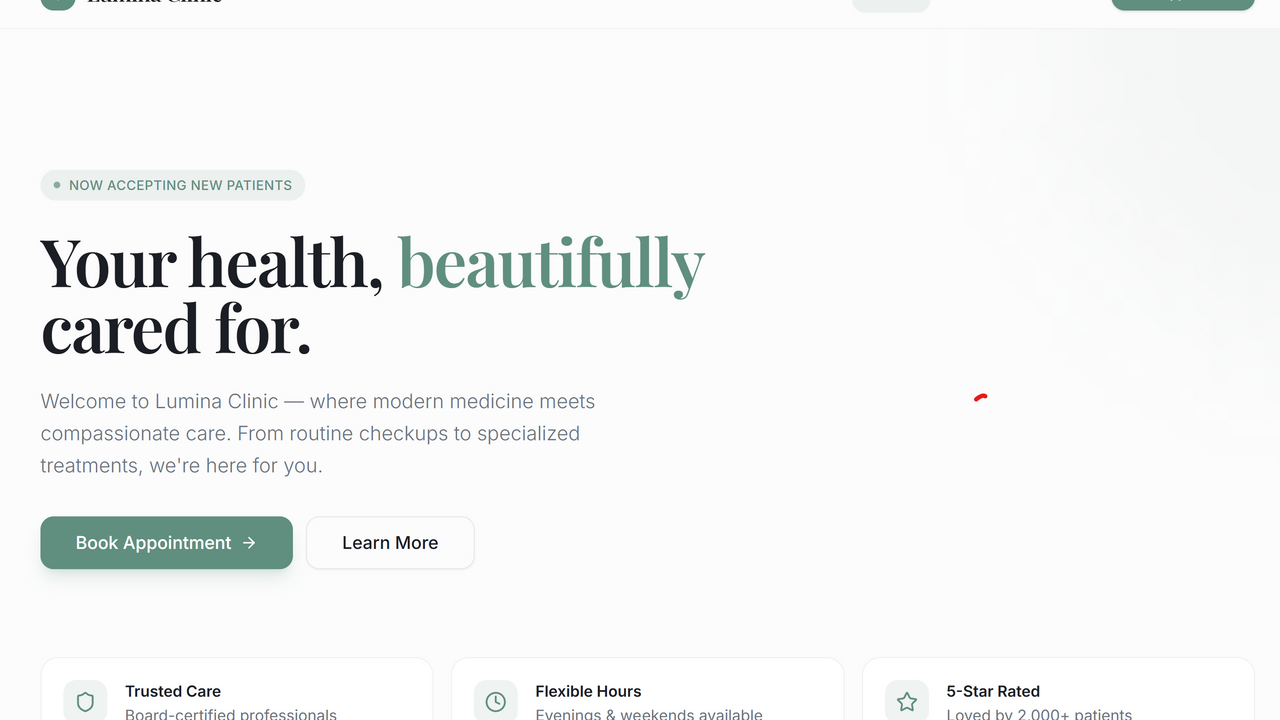 SereneCare Clinic App template preview