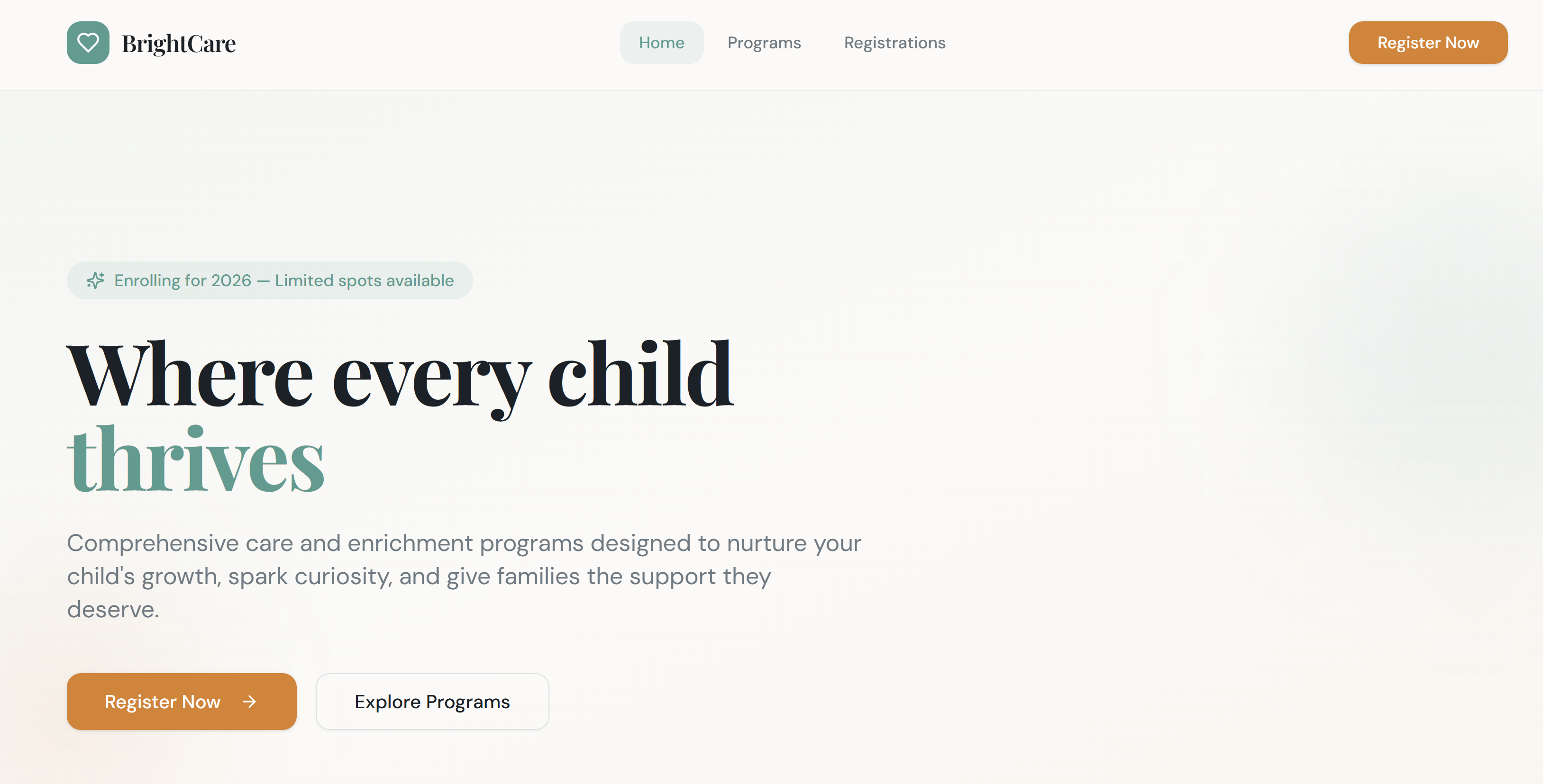 BrightCare Child Care Services Providers App template preview
