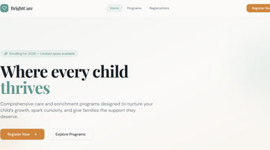 BrightCare Child Care Services Providers App template preview