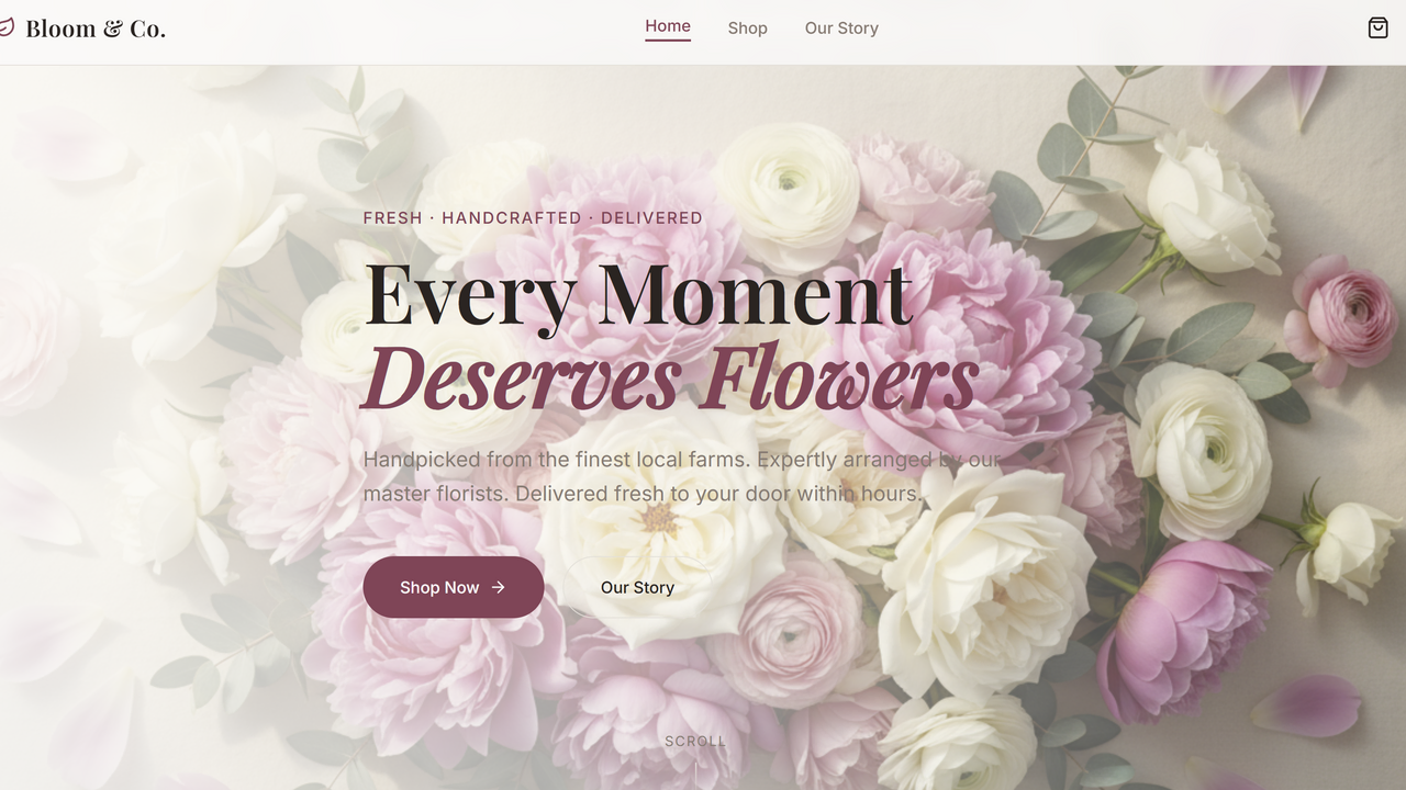Bloom Online Flower Shop Store template preview