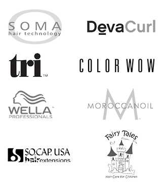 Product brands: SOMA, DevaCurl, Tri, Color Wow, Wella, Moroccanoil, SOCAP, Fairy Tales