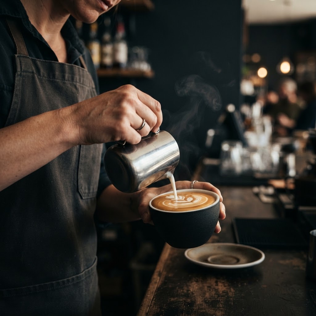 Specialty coffee poured at Indigo Espresso Cafe in Athelstone