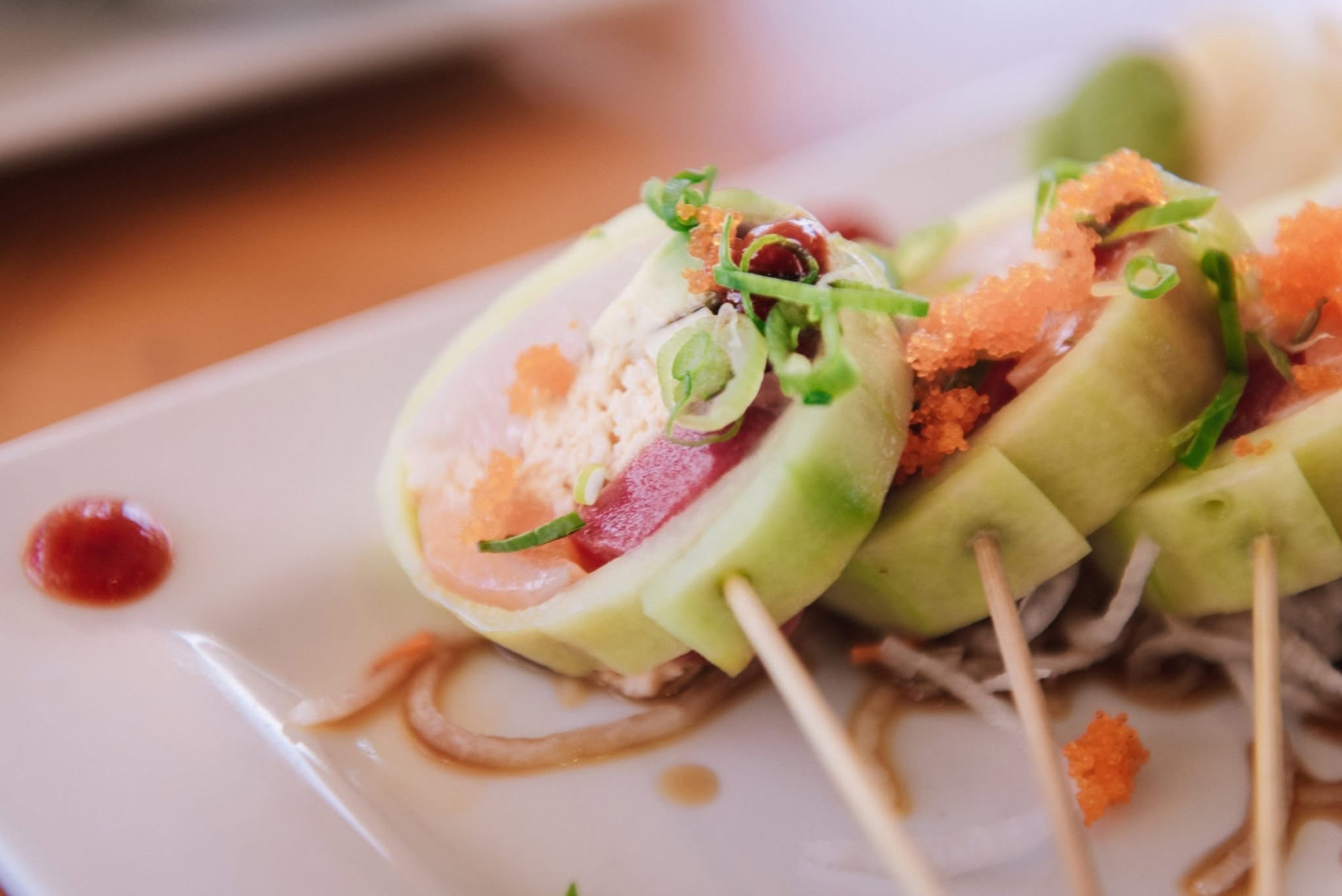 Lollipop Roll skewered sushi at Sushi Brokers