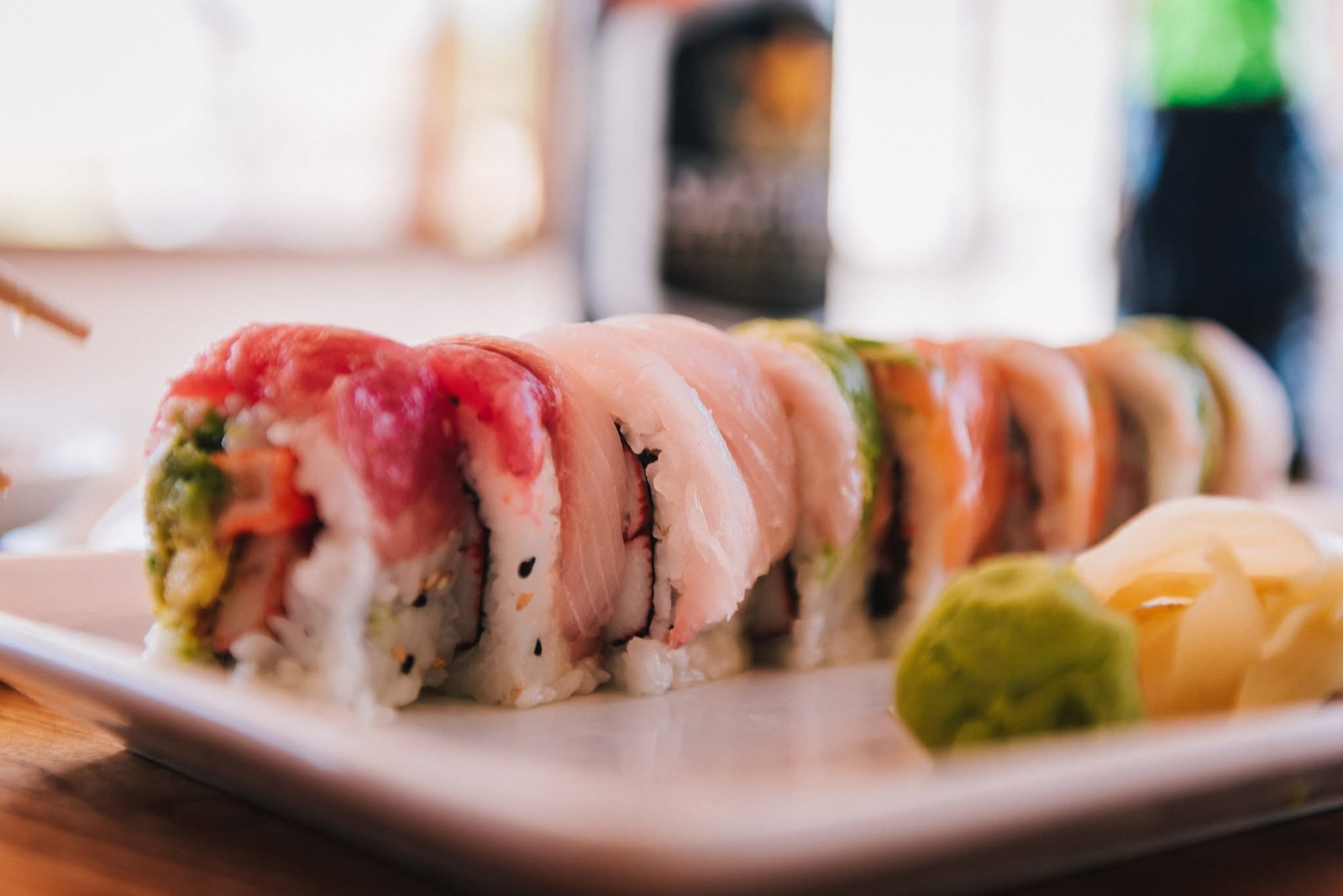 Specialty sushi rolls with tuna and yellowtail at Sushi Brokers North Scottsdale