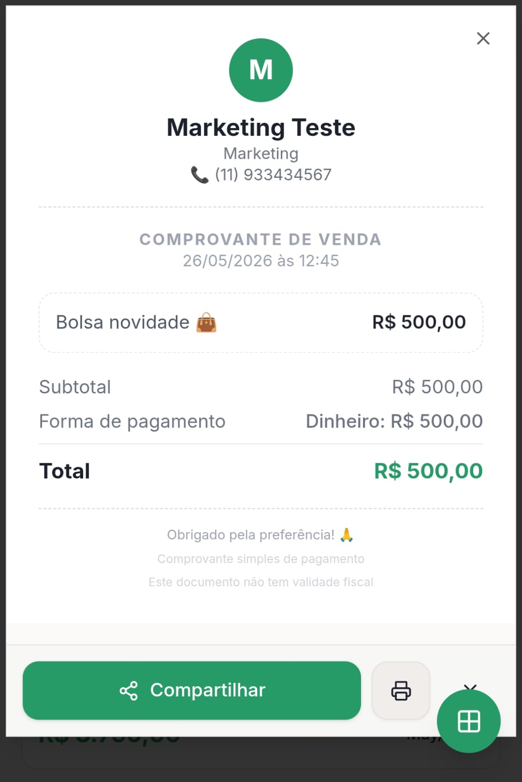 Recibo de Venda