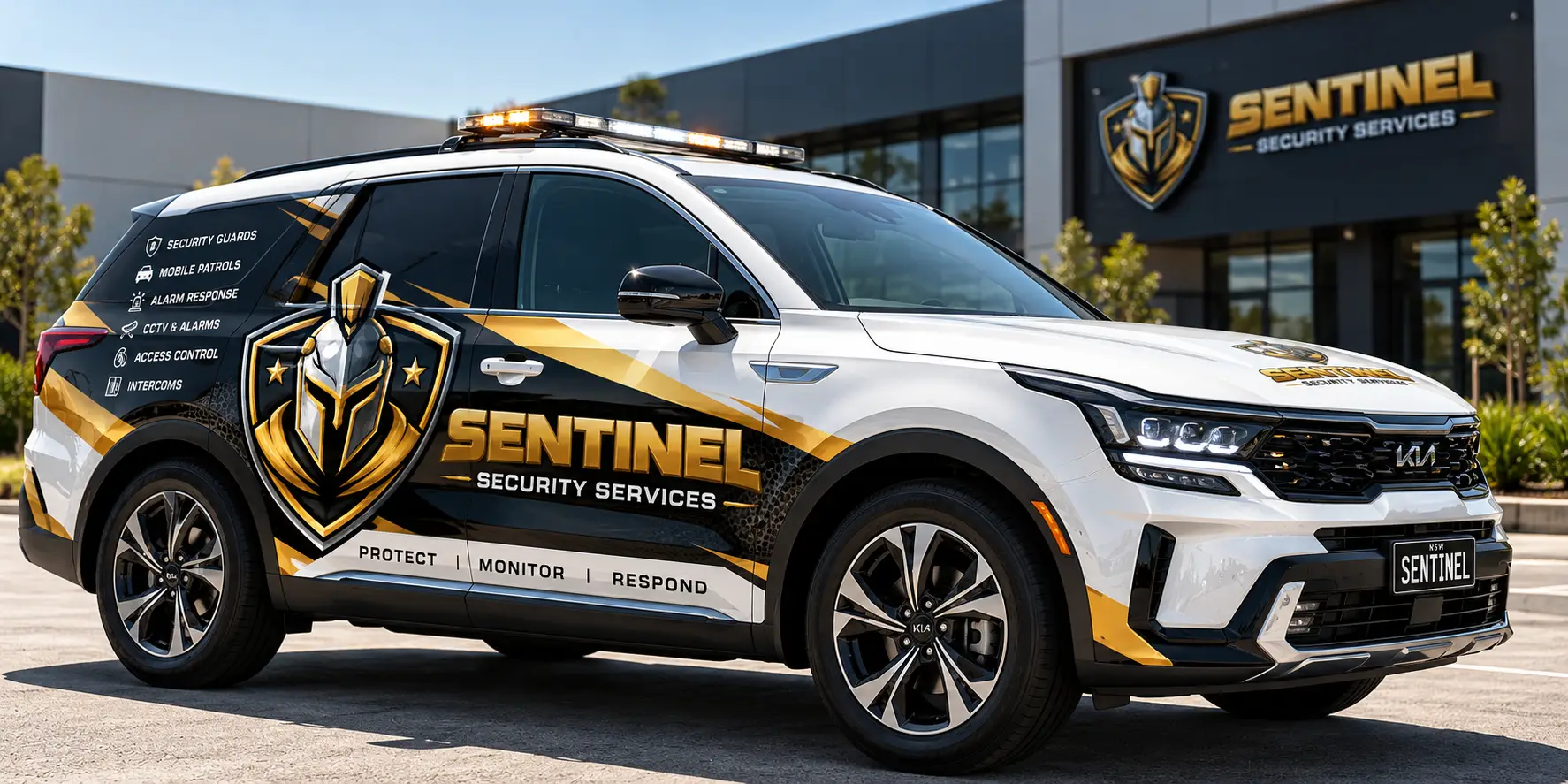 Sentinel Security Services branded mobile patrol vehicle in Sydney