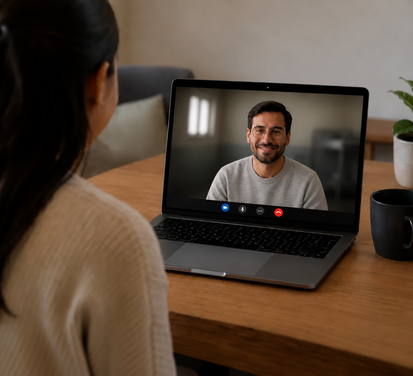 Person on video call