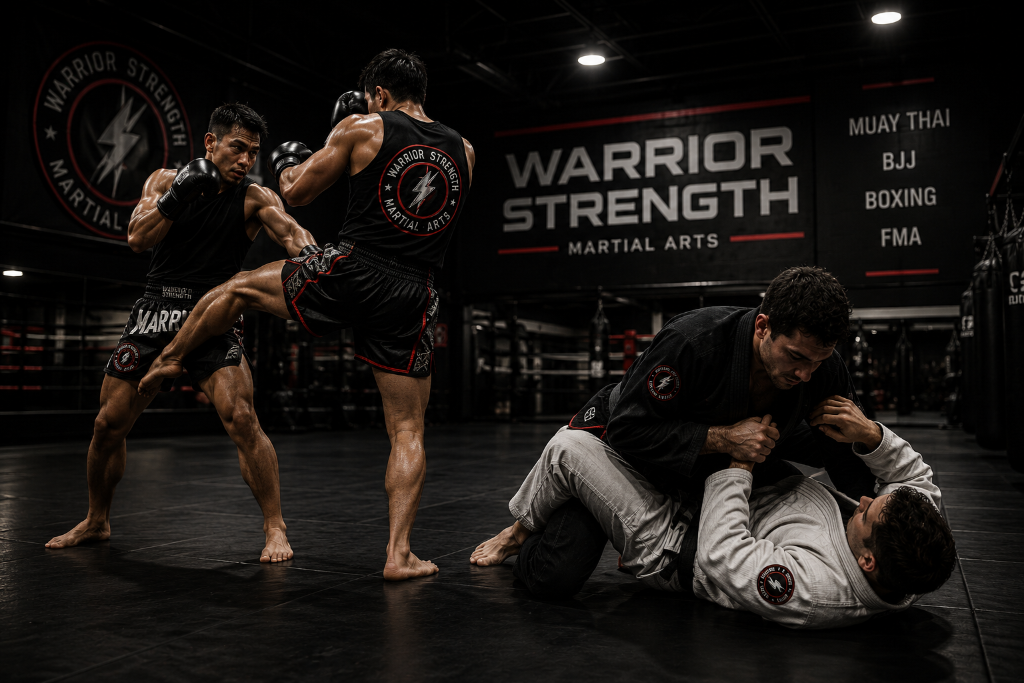 Muay Thai and BJJ training at Warrior Strength Martial Arts — Bellevue, WA