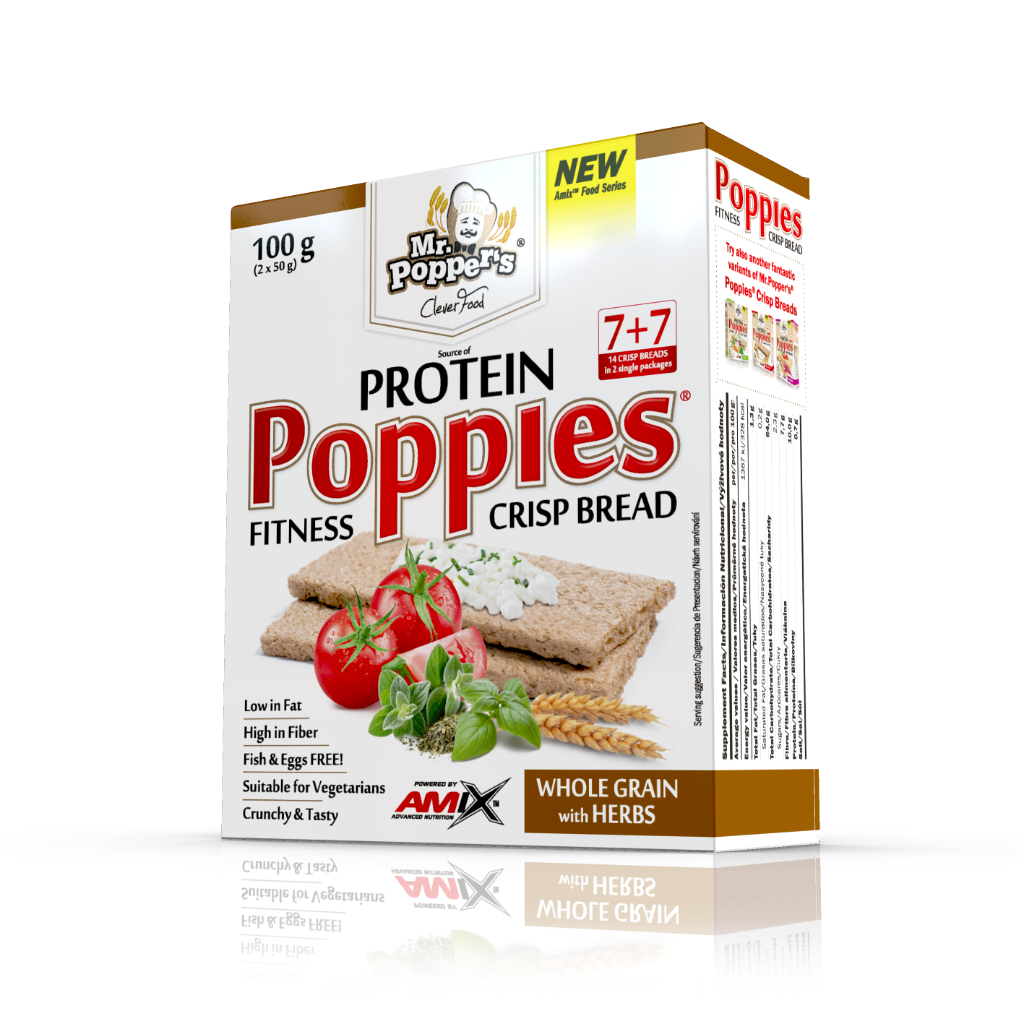 Mr. Popper's Protein Poppies Crisp Bread Whole Grain with Herbs