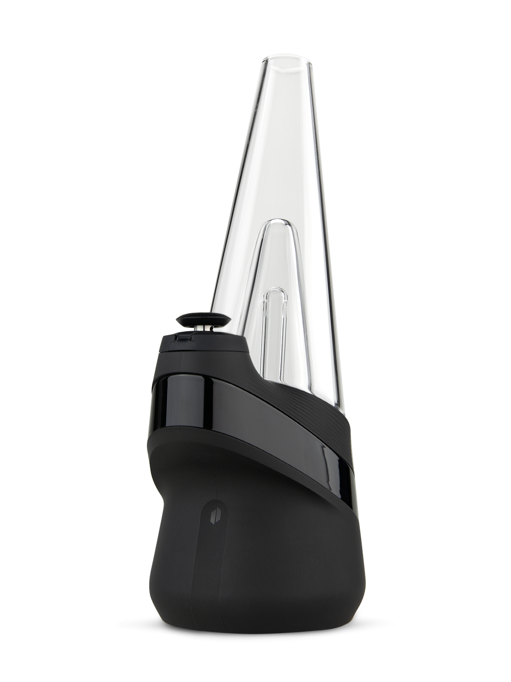 Current Puffco Peak with glass attachment and Joystick Cap, shown in full