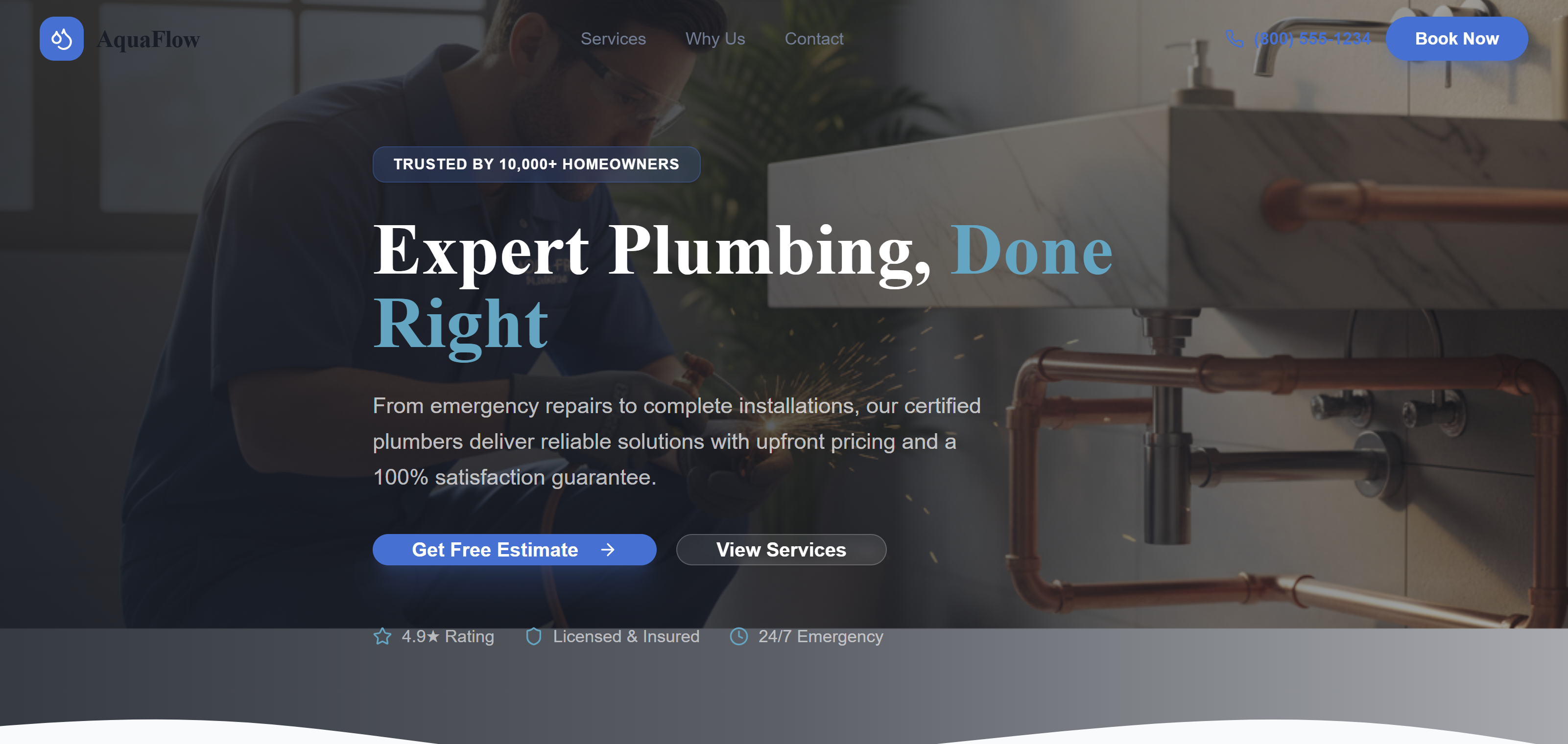 AquaFlow Plumbing Services App template preview