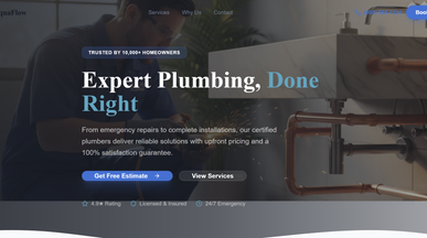 AquaFlow Plumbing Services App template preview