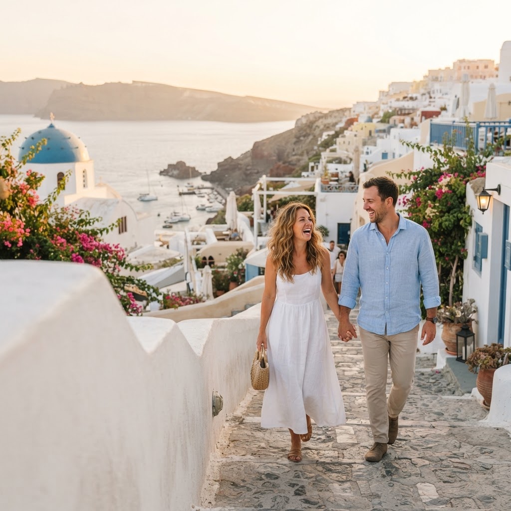 Couple enjoying a photoshoot on holiday