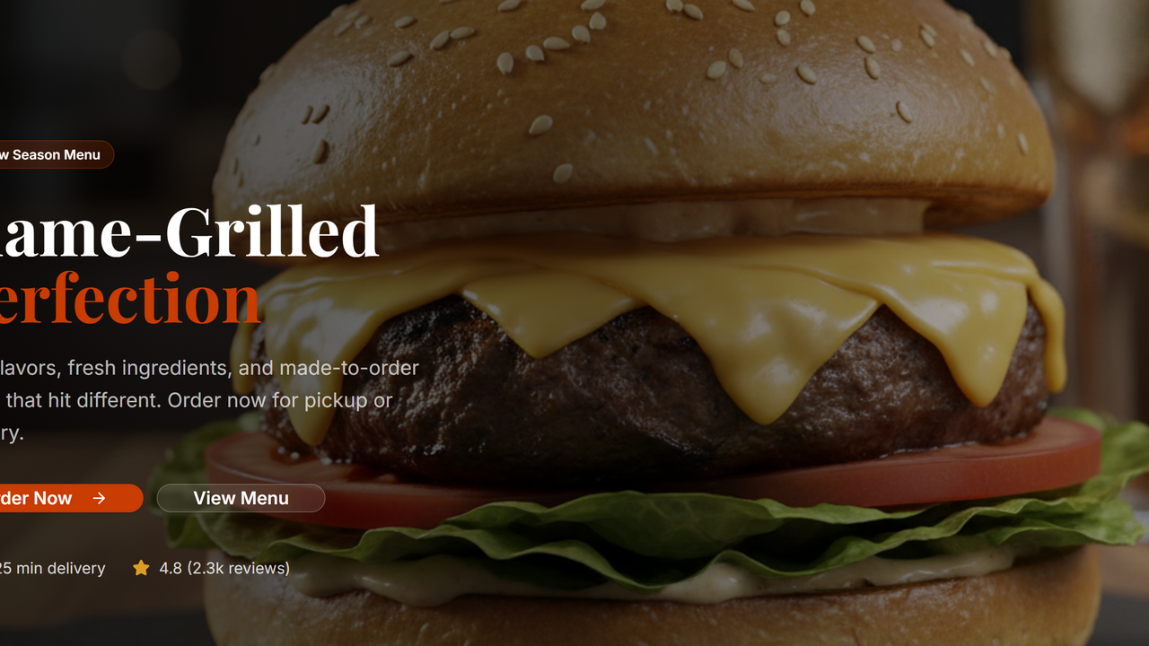 FlameGrill Fast Food Restaurant app template preview