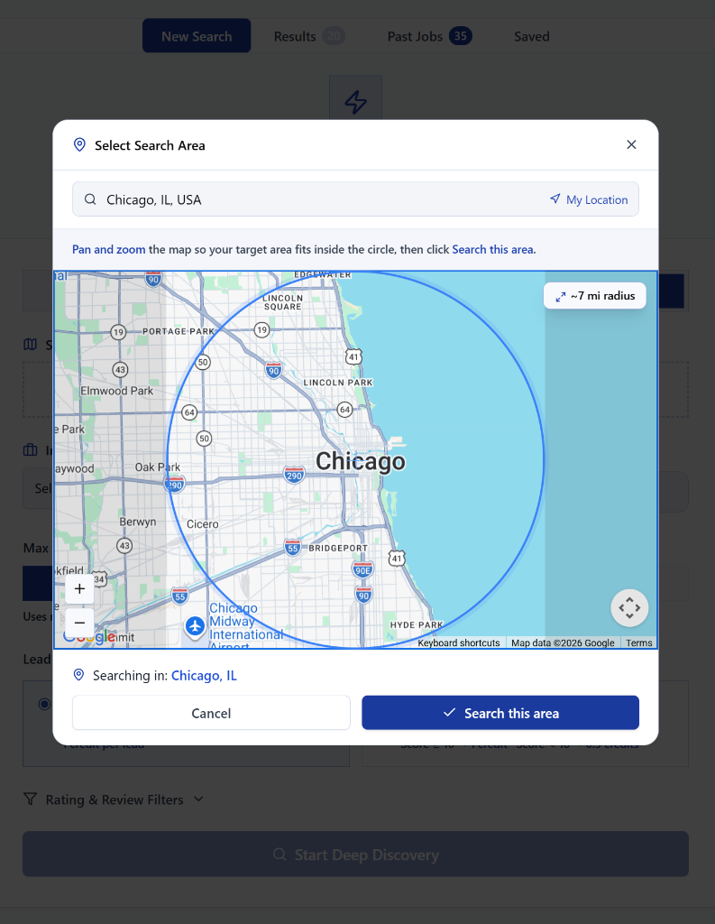 Map-based prospecting built for agencies.