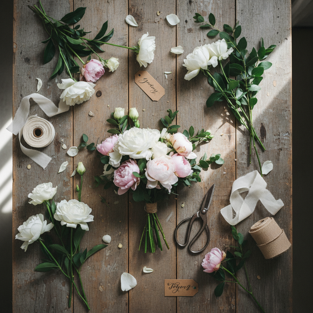 Atelier fleuriste en coulisses