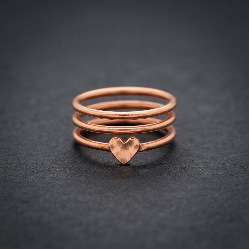 Spiral Heart Copper Ring