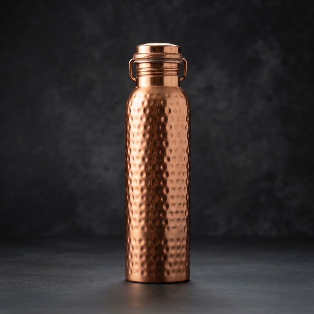 Hammered Copper Water Bottle — 32oz