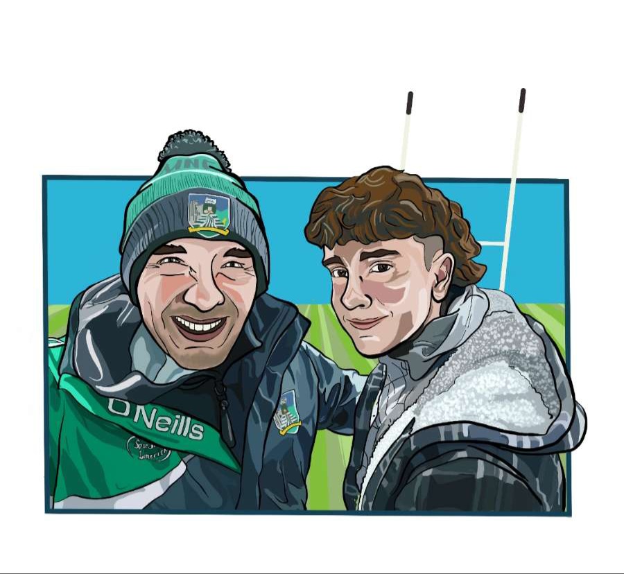 Limerick GAA cartoon digital portrait two people