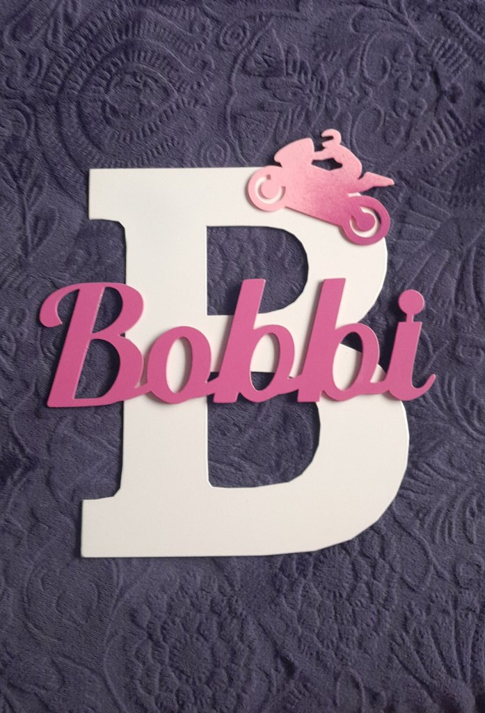 Bobbi initial letter name sign pink
