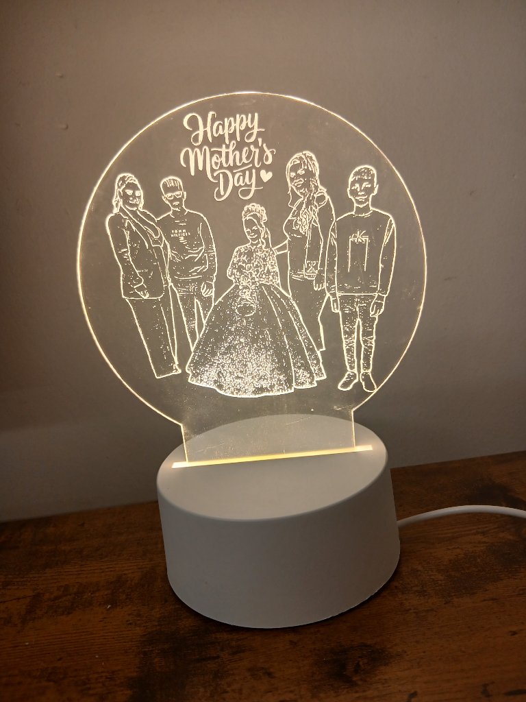 Happy Mothers Day acrylic LED light family portrait
