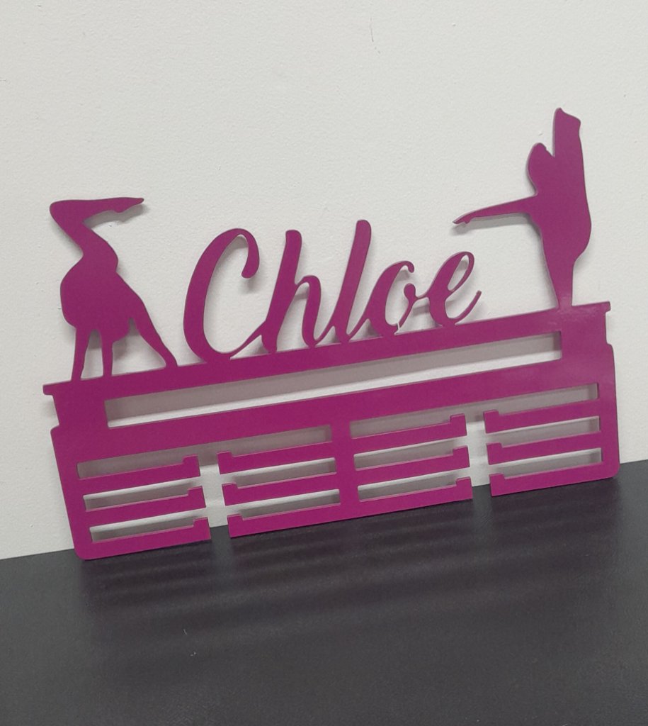 Chloe gymnastics medal hanger pink