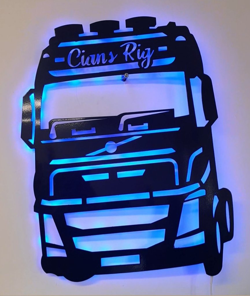 Cians Rig truck LED backlit wall art blue