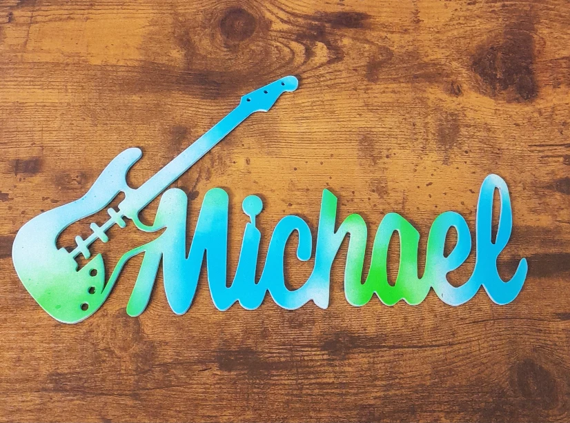 Michael guitar name sign blue green