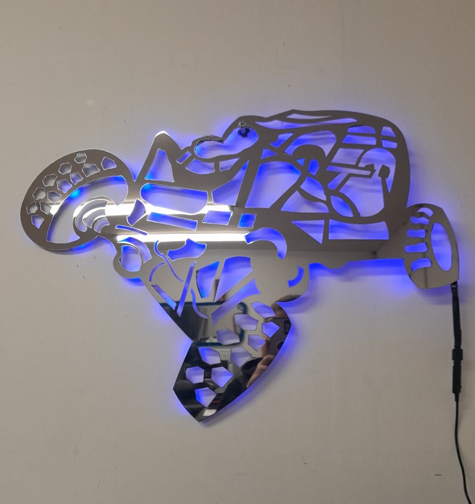 Buggy UTV mirrored LED blue wall art