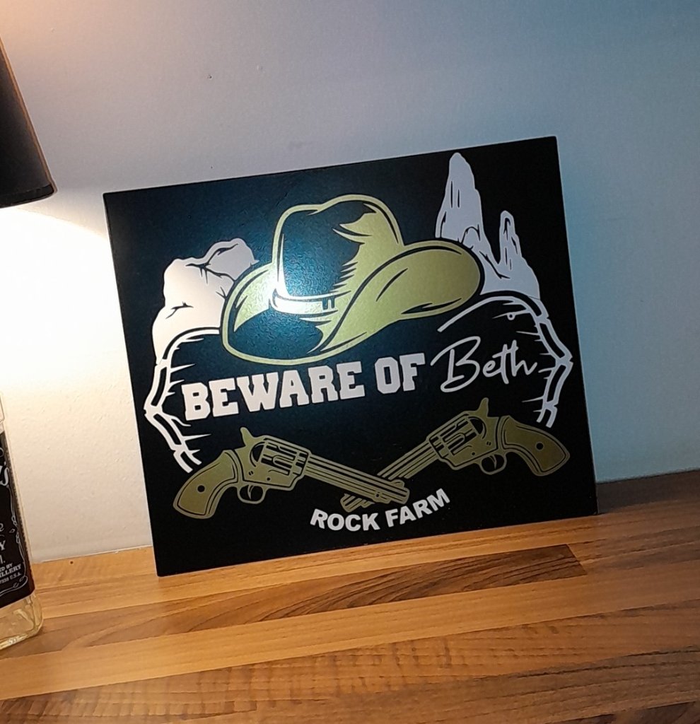Beware of Beth Rock Farm personalised metal sign